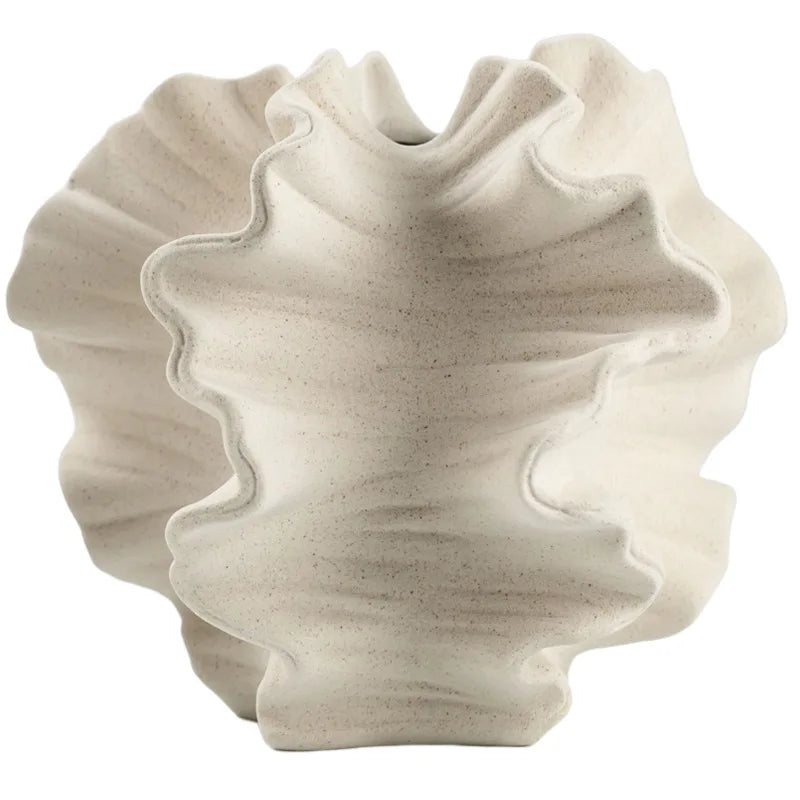 Wavy Ceramic Vase, Sculptural Petal Bud Vase
