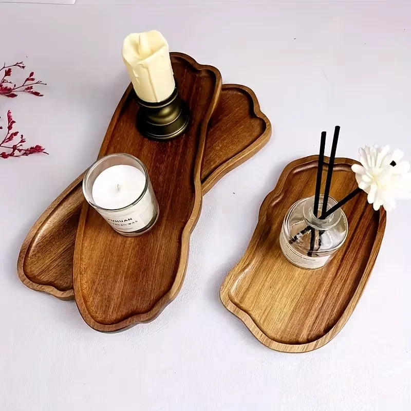 Acacia Wood Tray, Bathroom Vanity & Candle Tray