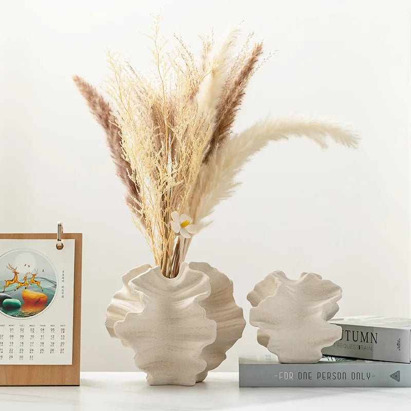 Wavy Ceramic Vase, Sculptural Petal Bud Vase