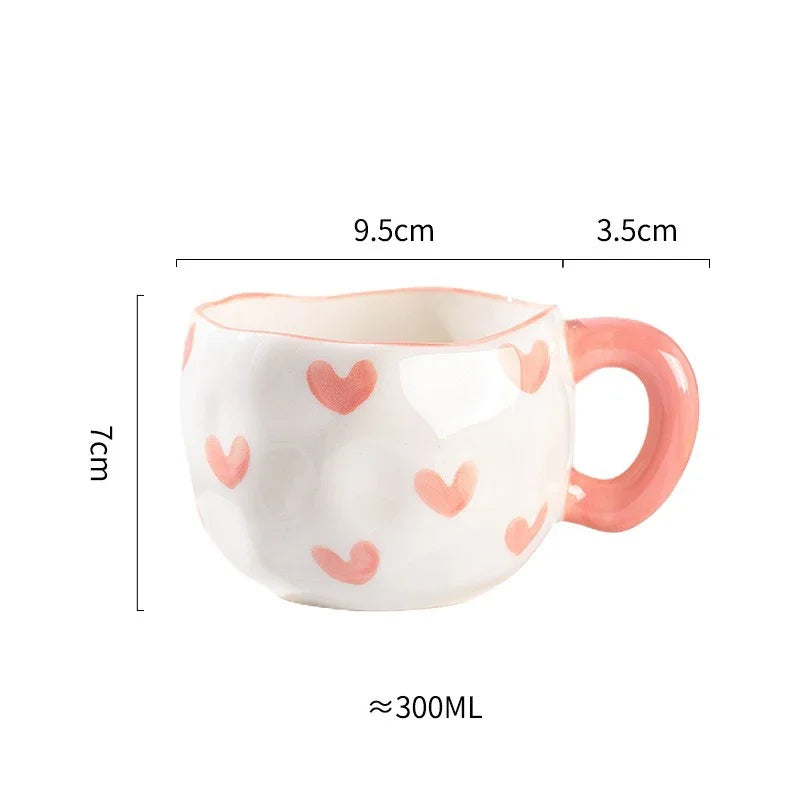Hand-Painted Ceramic Mug, Cute Irregular Flower Coffee Mug