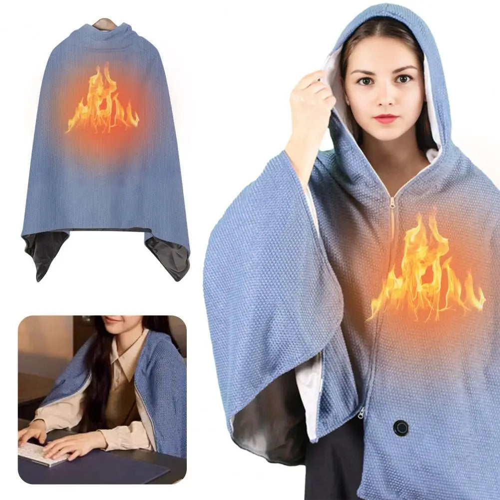 Heated Hooded Wrap, USB Warming Shawl Blanket