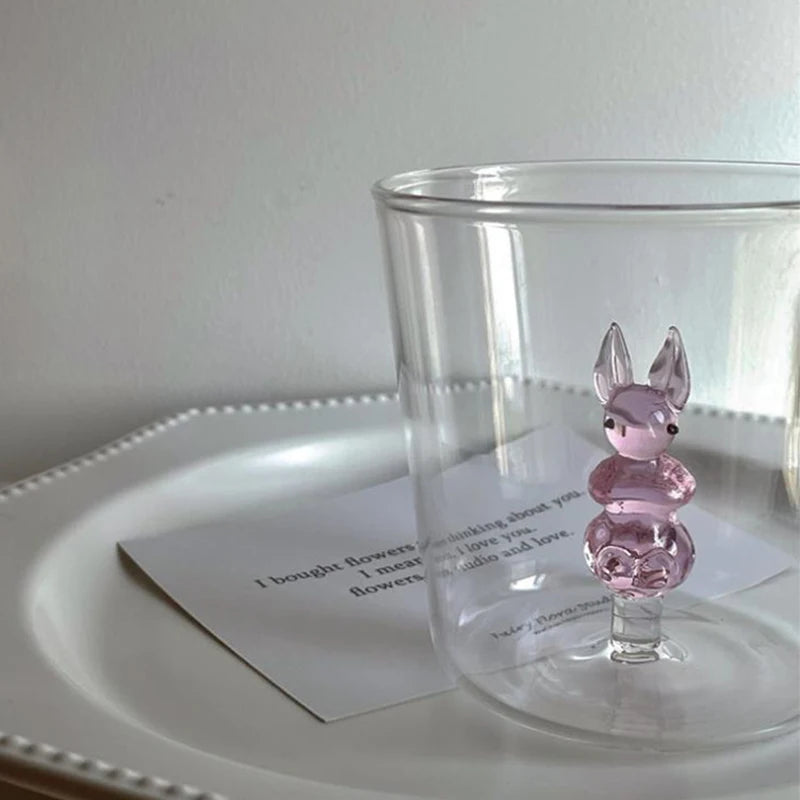 3D Animal Glass Cup, Handmade Clear Glass with Tiny Figurine Inside