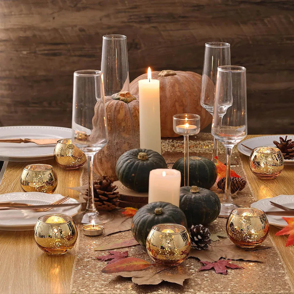 Mercury Glass Votive Holders, Gold Speckled Tealight Cups