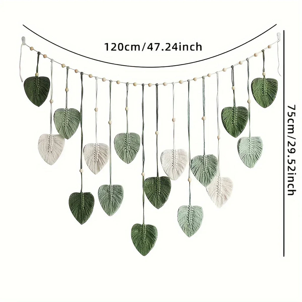 Boho Green Leaf Woven Wall Hanging product photo 6