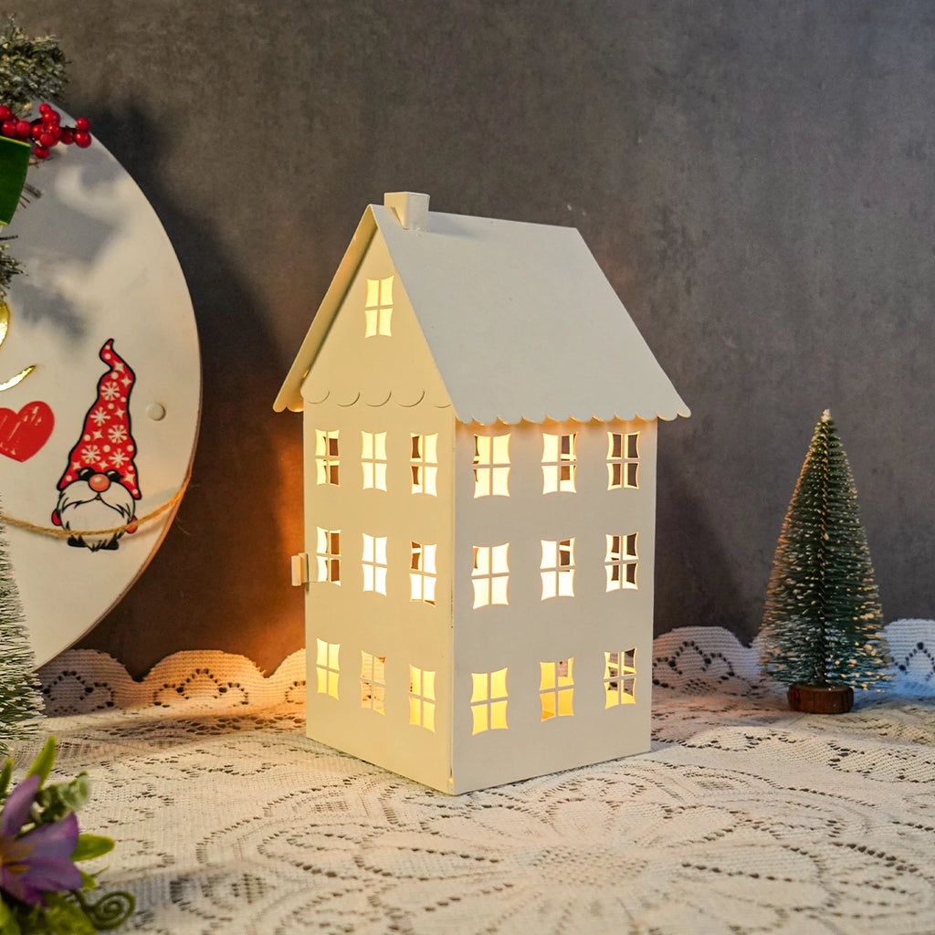 Metal Cottage Candle Holder, Tealight House Lantern
