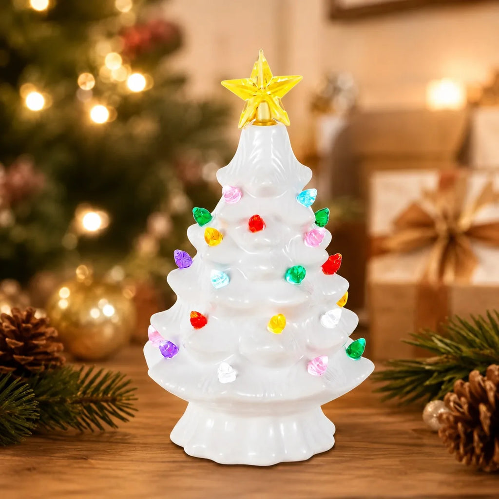 Vintage Ceramic Christmas Tree, Lighted Tabletop Tree