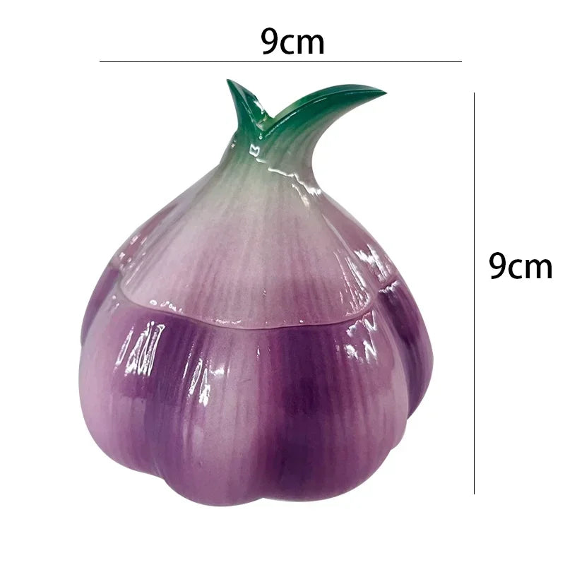 Purple Garlic Jar, Ceramic Lidded Storage Canister