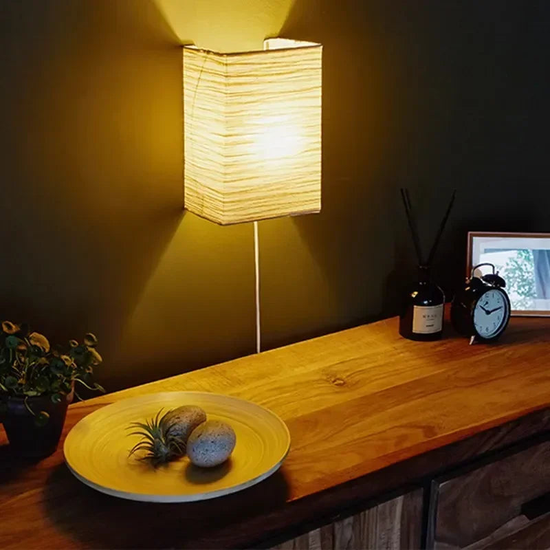 Paper Wall Lamp, Handmade Plug-In Paper Lantern Sconce