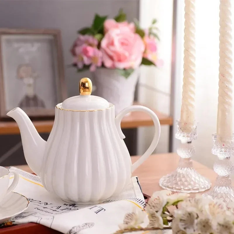 Pumpkin Teapot, Fluted Bone China Tea Pot (1L)