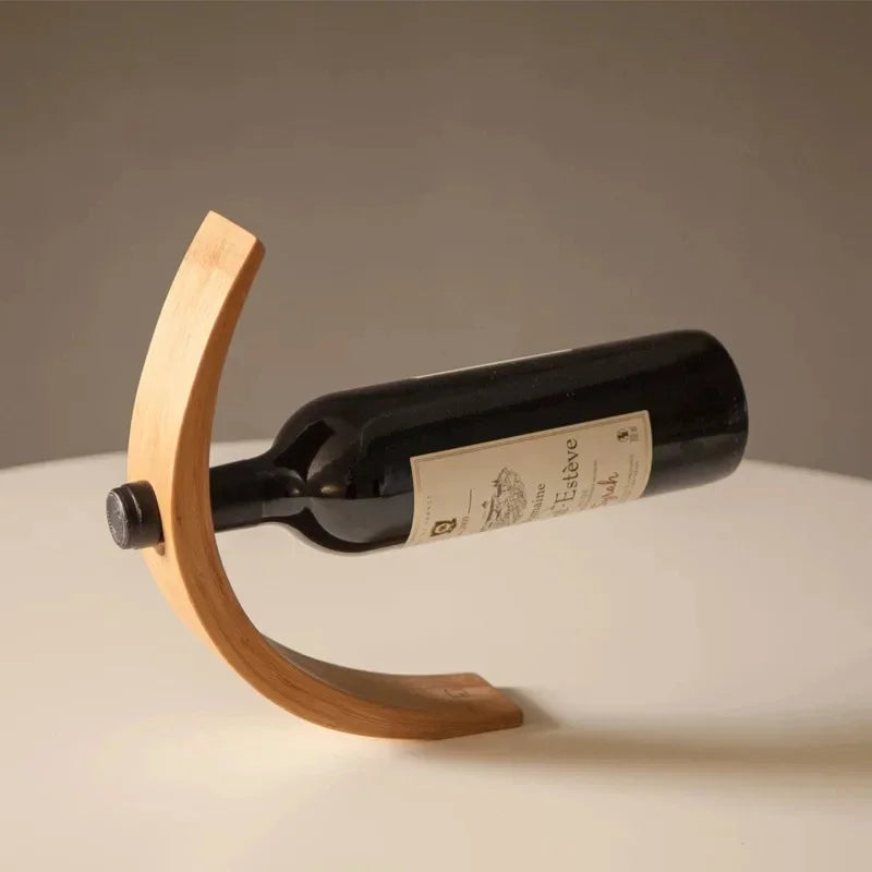 Balancing Wine Bottle Holder, Bamboo Tabletop Wine Rack