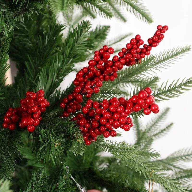 Red Holly Berry Stems, Faux Christmas Berry Picks