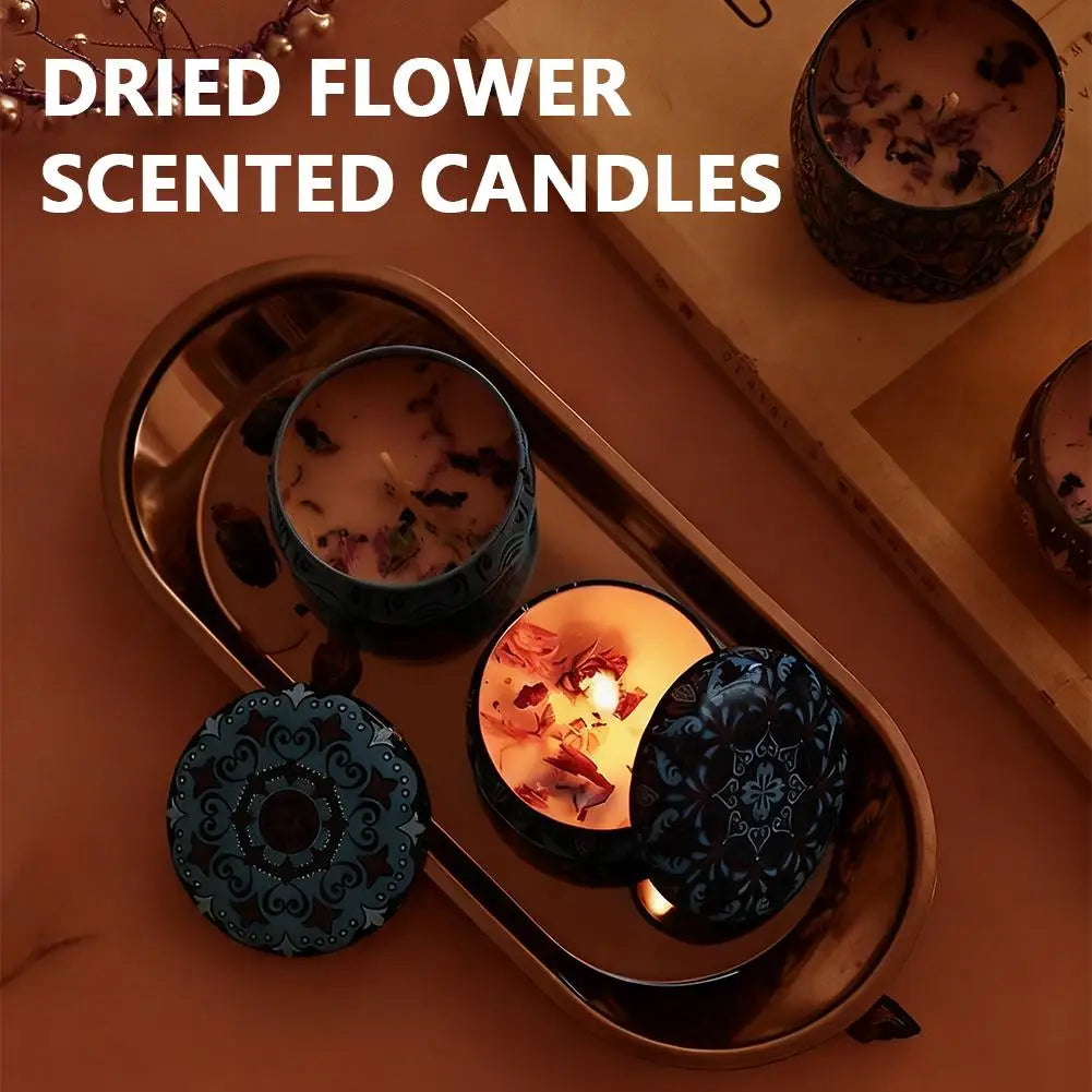 Vintage floral tin soy candle