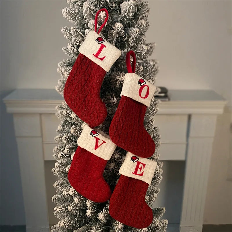 Mini Initial Christmas Stocking, Knit Letter Stocking Ornament