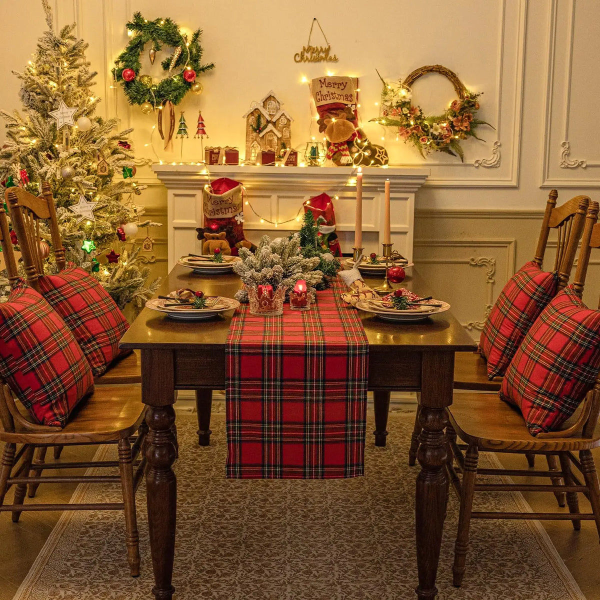 Christmas Tartan Table Runner, Red & Green Plaid Runner
