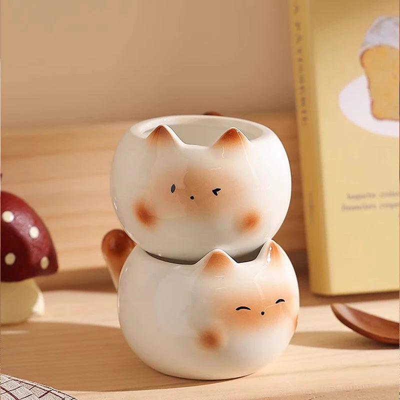 Cat Coffee Cup, Cute Ceramic Kitten Mug (210ml)