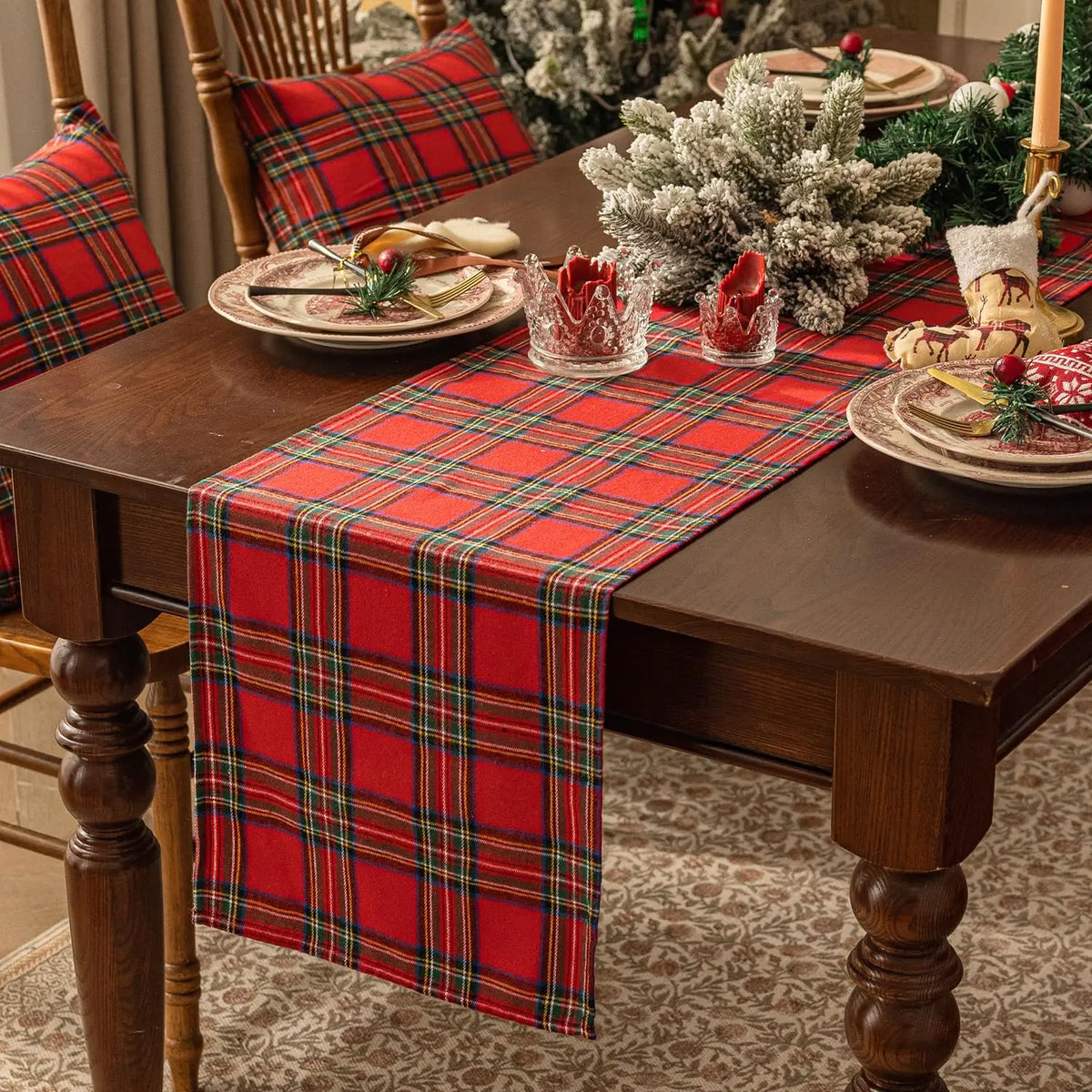 Christmas Tartan Table Runner, Red & Green Plaid Runner