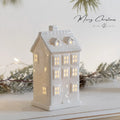 Light Up Ceramic House, LED Christmas Village Decor