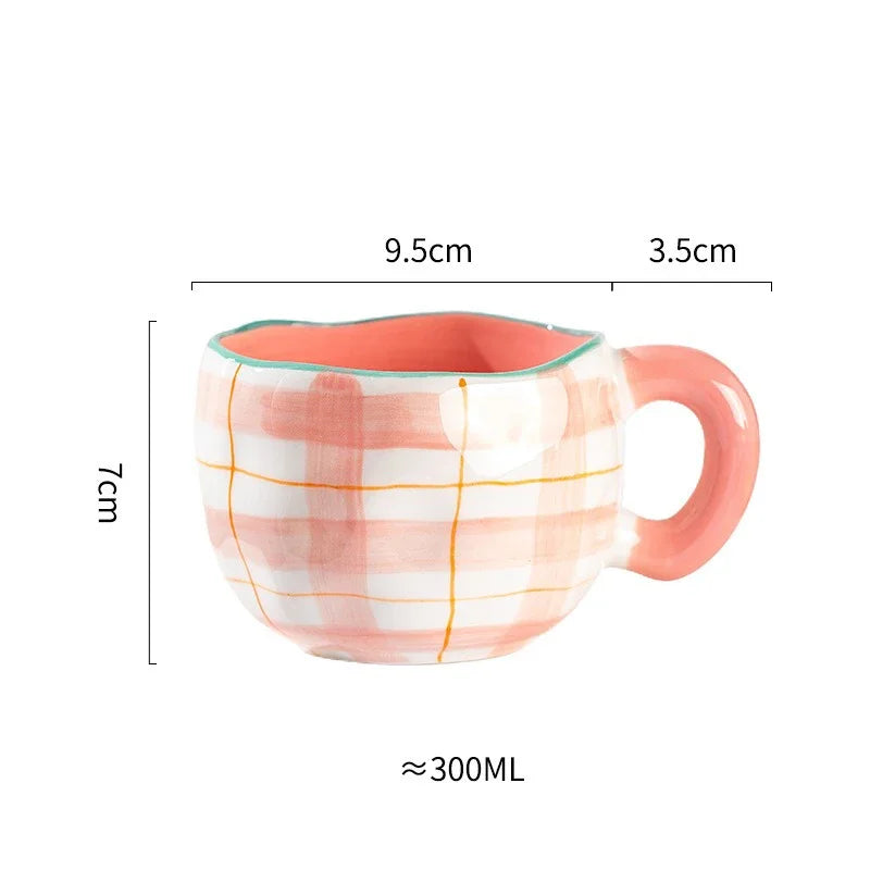Hand-Painted Ceramic Mug, Cute Irregular Flower Coffee Mug