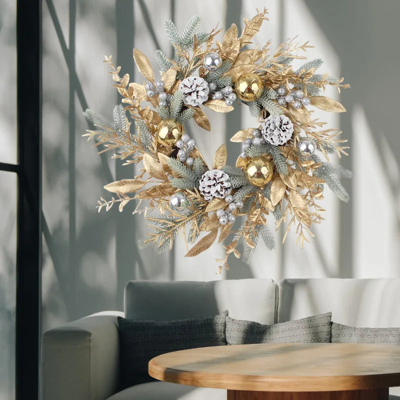 Gold & Sage Christmas Wreath, Pinecone Wreath, Swag or Garland