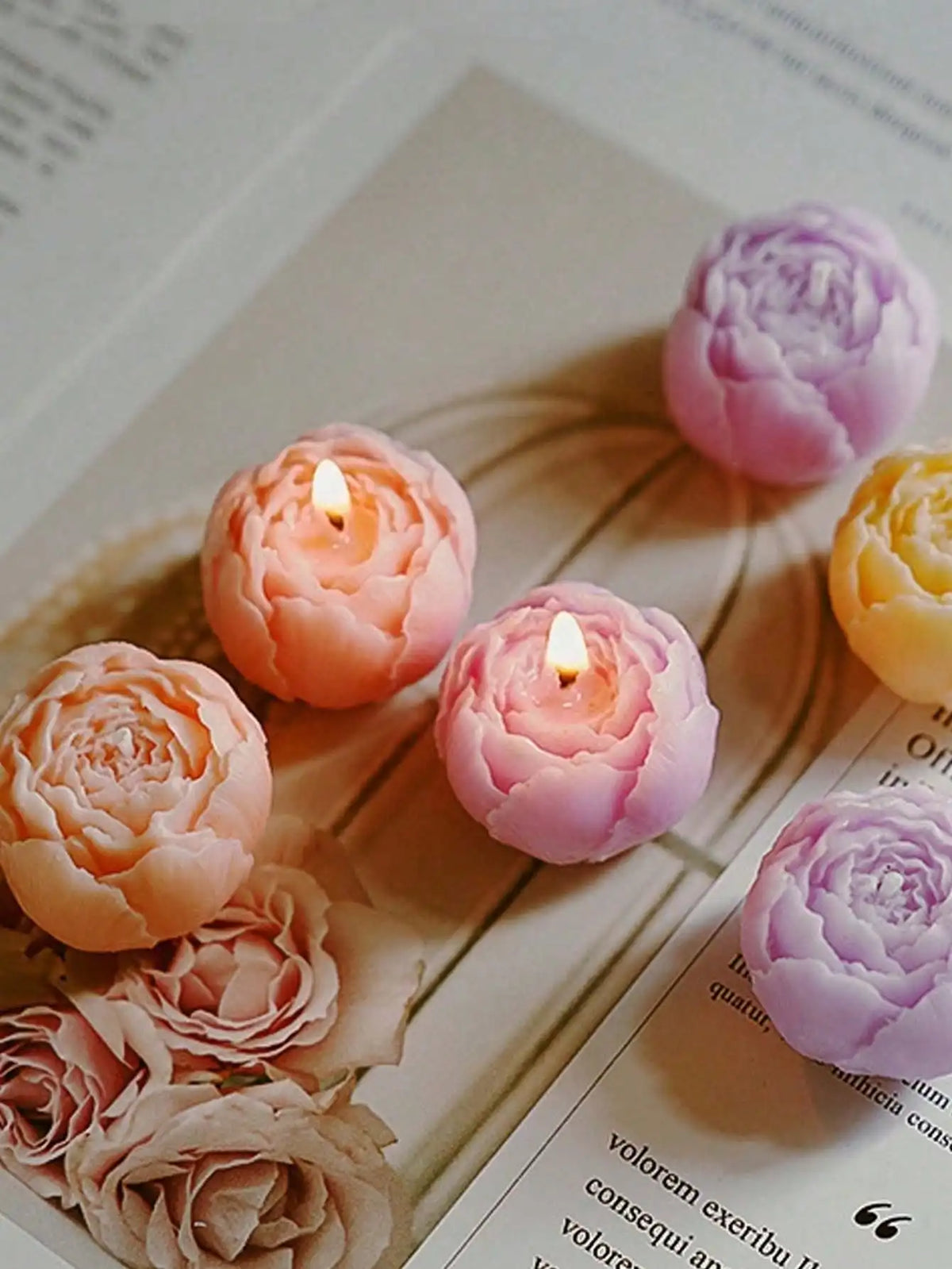 Rose Candle Gift Box, Set of 4 Scented Flower Candles