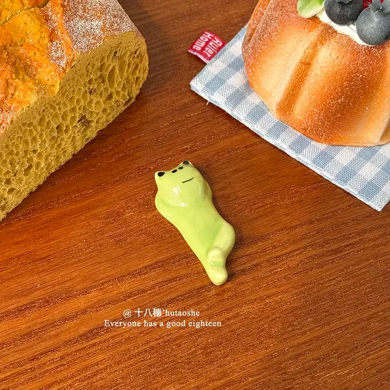 Frog Chopstick Rest, Cute Ceramic Spoon & Utensil Rest