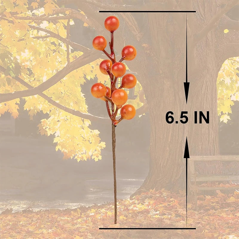 Faux Fall Berry Stems, Orange Bittersweet Picks (10 Pcs)