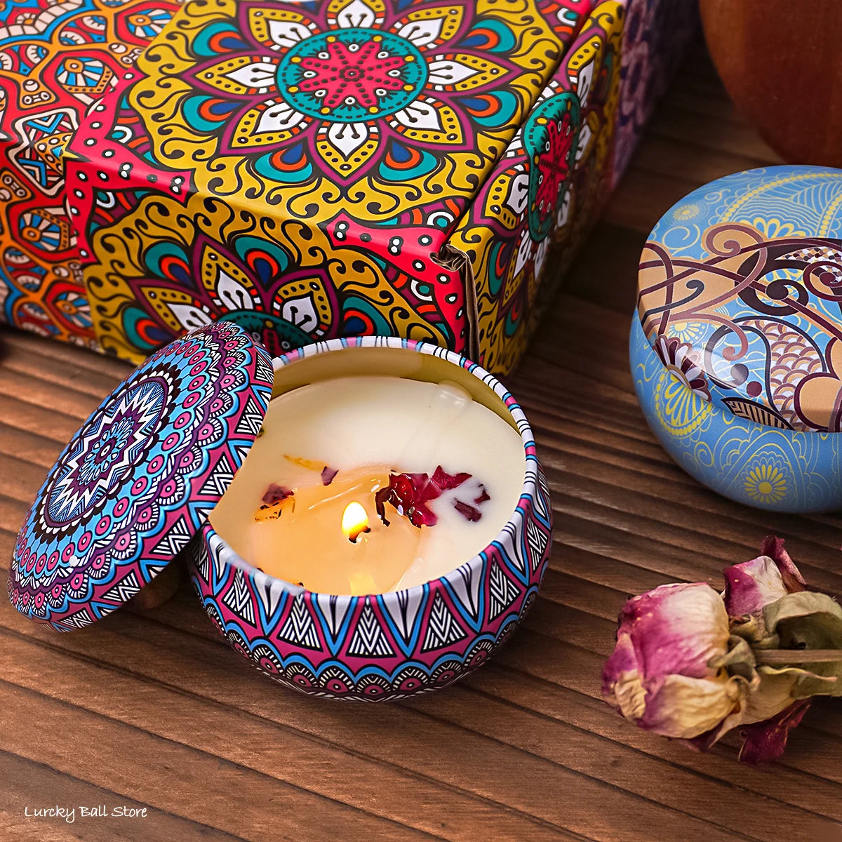 Crystal & Dried Flower Soy Candle Set product photo 3