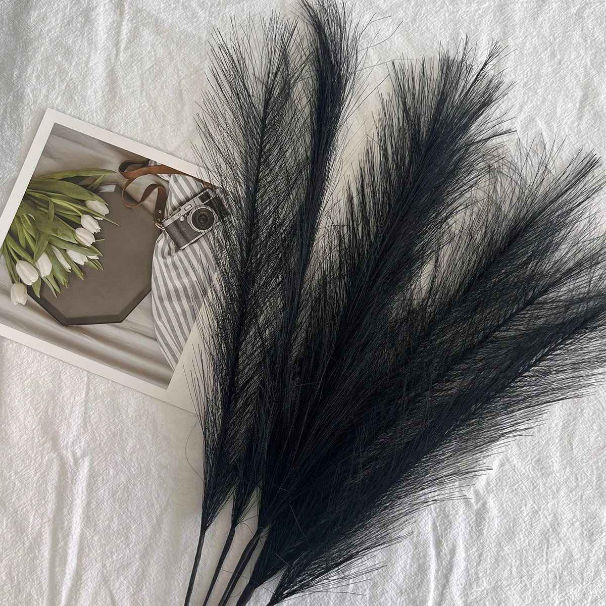Black Faux Pampas Grass, 7 Pcs product photo 2