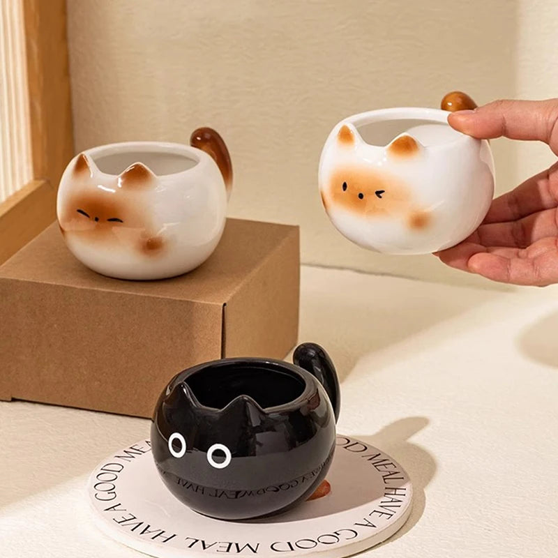 Cat Coffee Cup, Cute Ceramic Kitten Mug (210ml)
