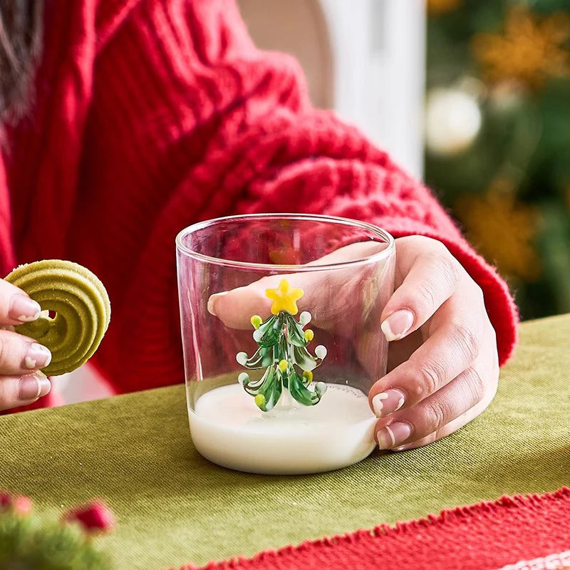 Christmas Tree Glass Cup, Heat-Resistant Mug with Glass Tree Inside