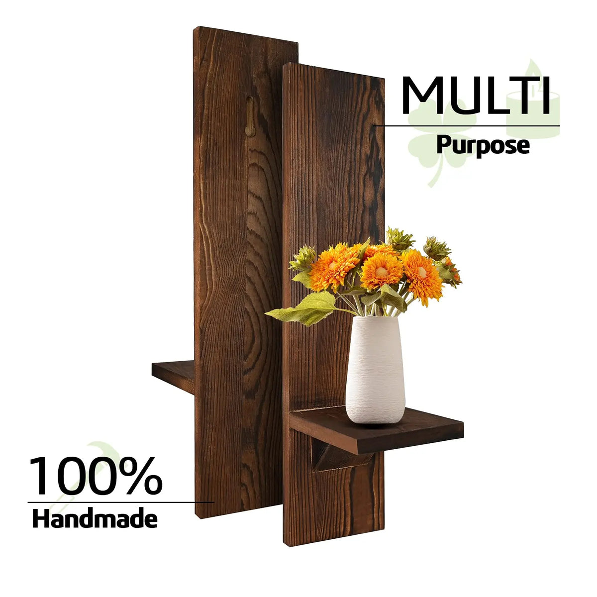Wooden Candle Sconces, Rustic Wall Pillar Holders (Set of 2)