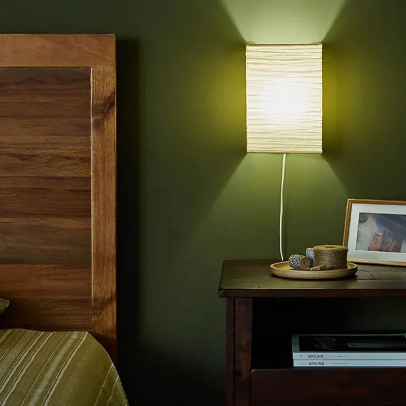 Paper Wall Lamp, Handmade Plug-In Paper Lantern Sconce