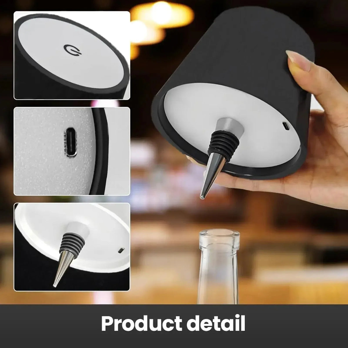 Cordless Bottle Lamp, Rechargeable Touch Lamp for Wine Bottles