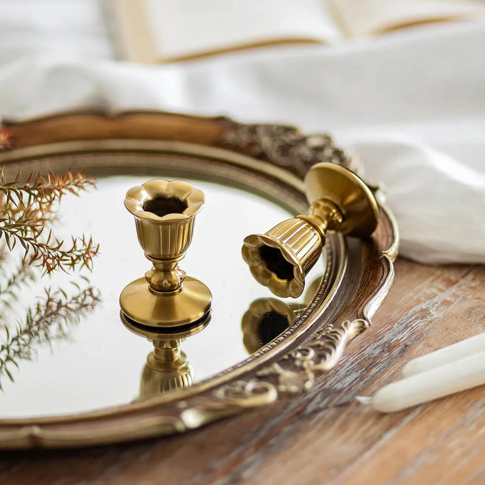 Vintage Brass Candlesticks, Victorian Taper Candle Holders