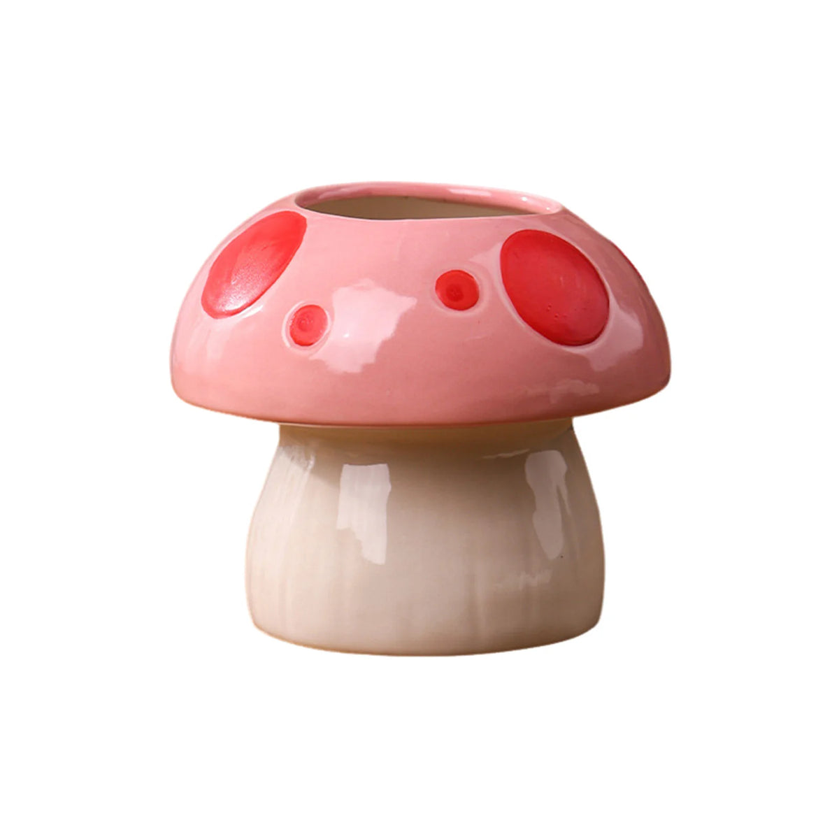 Large pink mushroom ceramic vase