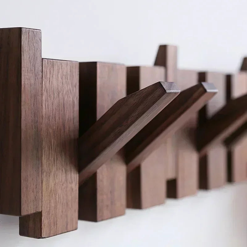 Piano Key Coat Rack, Solid Wood Flip-Down Wall Hooks