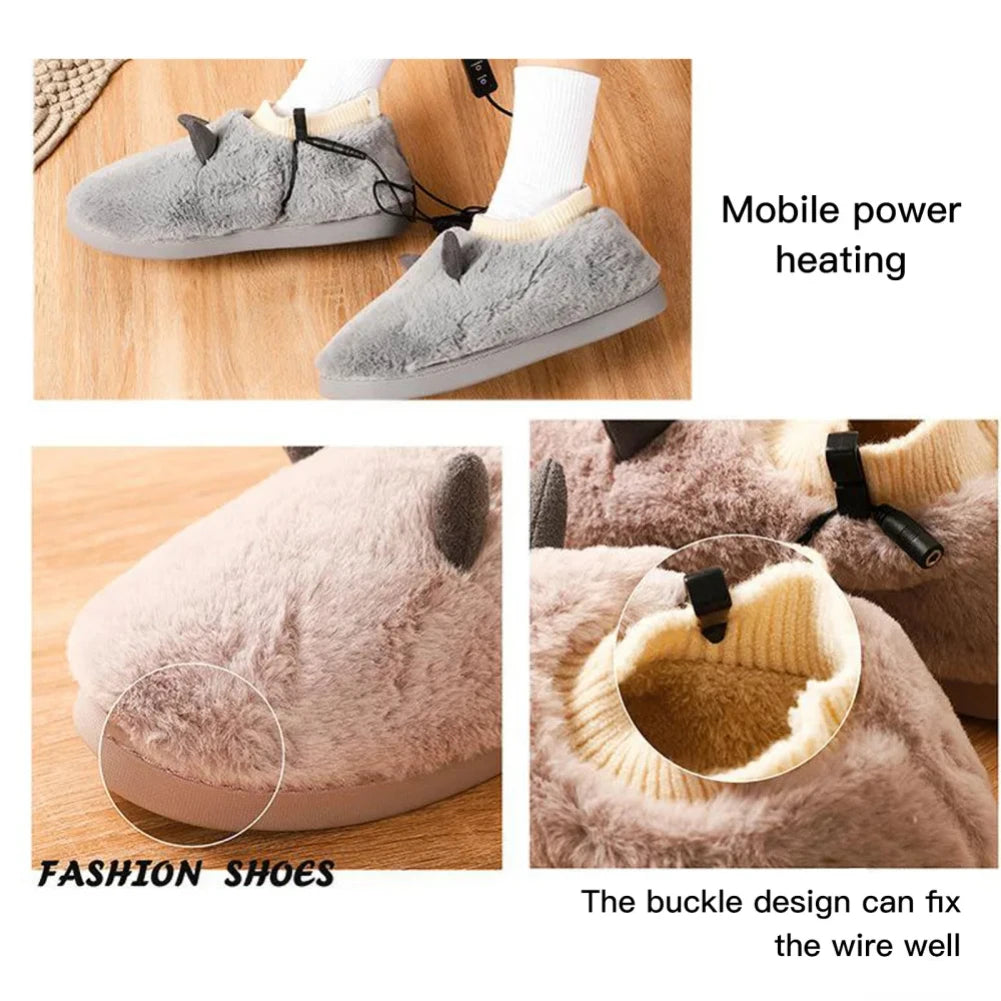 Heated Plush Slippers, USB Foot Warmer House Shoes