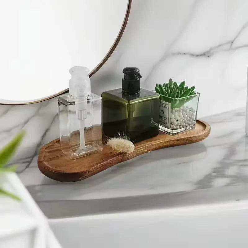 Acacia Wood Tray, Bathroom Vanity & Candle Tray