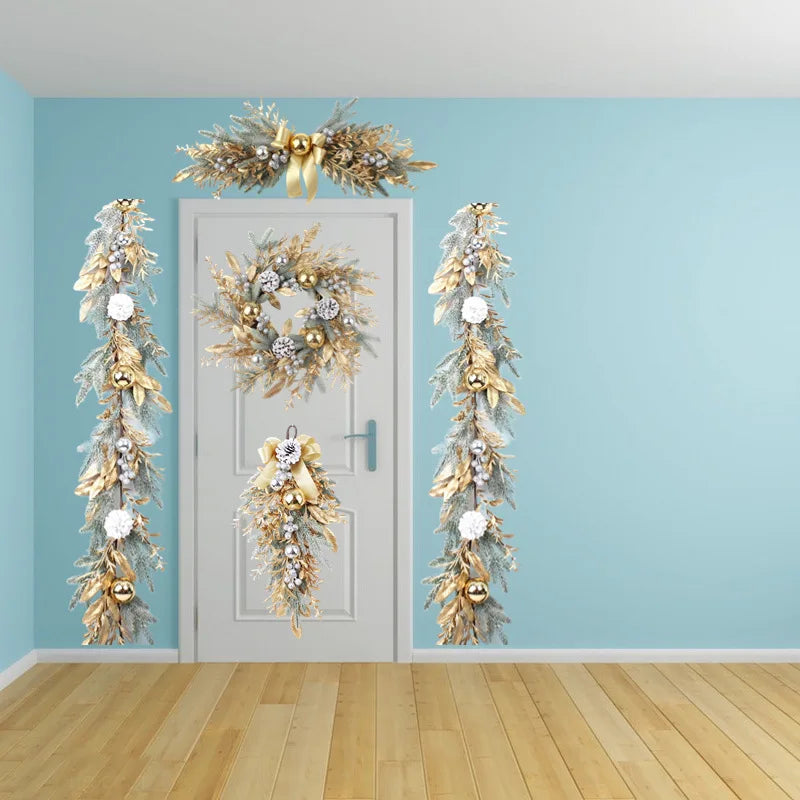 Gold & Sage Christmas Wreath, Pinecone Wreath, Swag or Garland