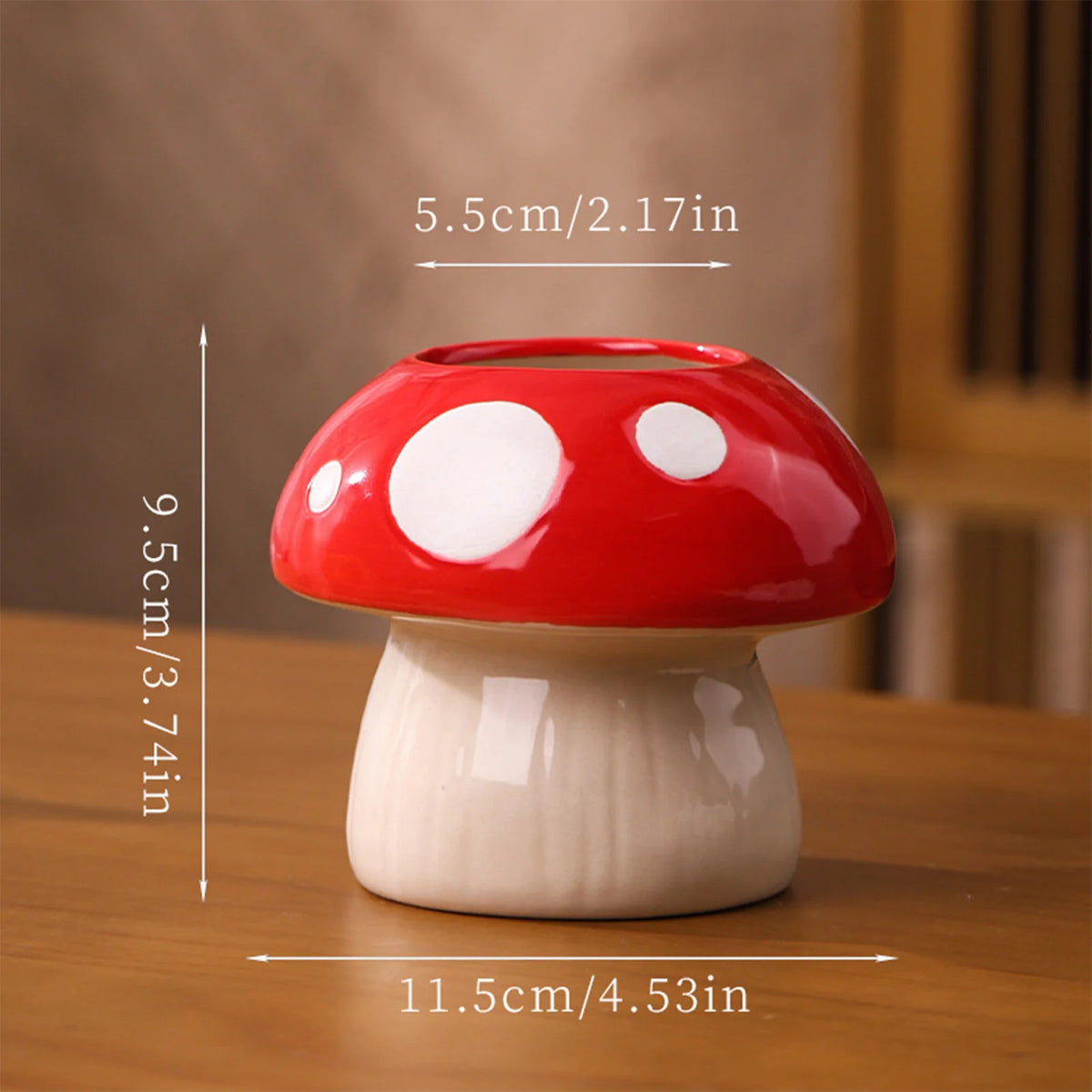 Mushroom Ceramic Vase, Red & Pink Toadstool Planter