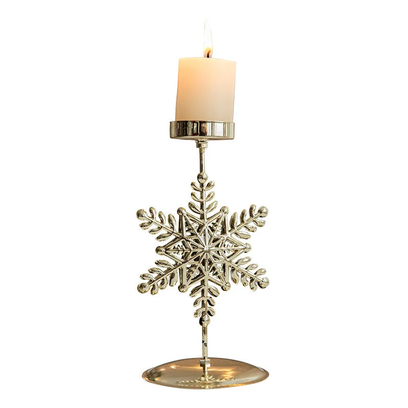 Gold Christmas Candle Holder, Snowflake, Star or Tree Candlestick