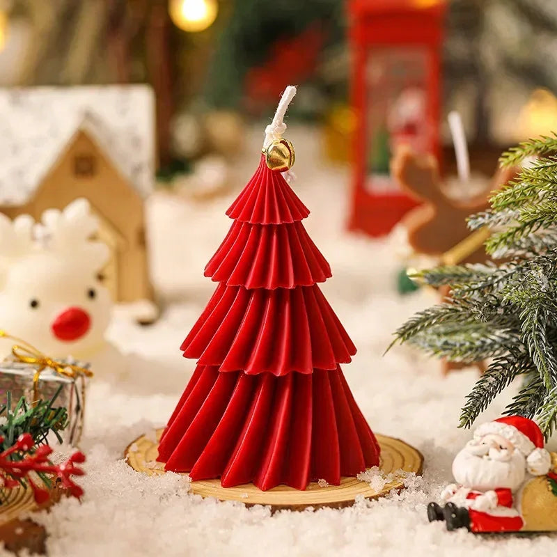 Pleated Christmas Tree Candle, Handmade Soy Wax Scented Candle
