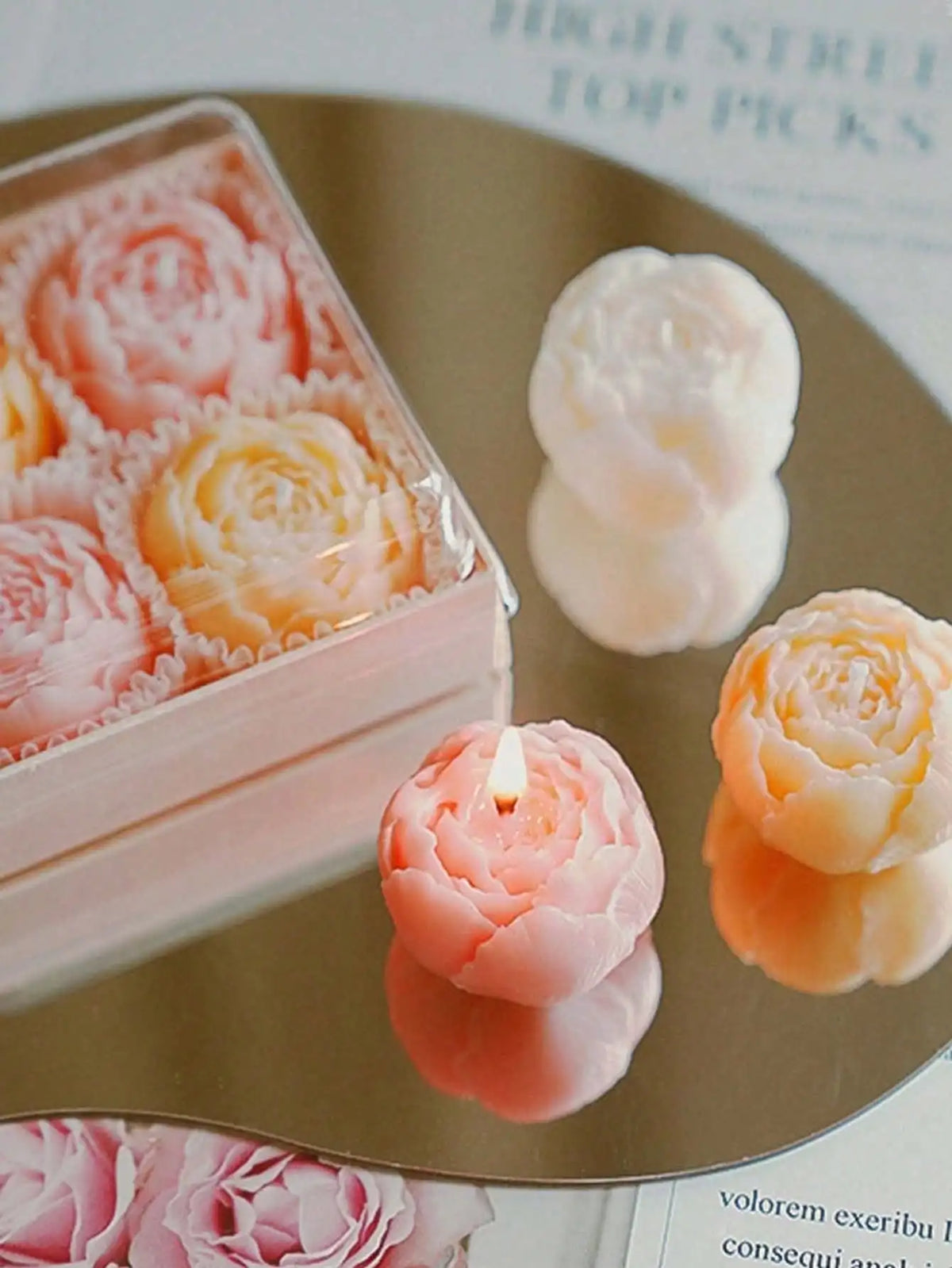 Rose Candle Gift Box, Set of 4 Scented Flower Candles