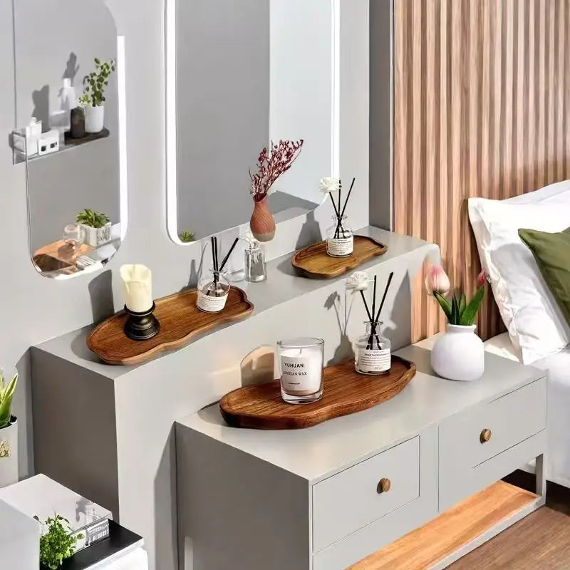 Acacia Wood Tray, Bathroom Vanity & Candle Tray