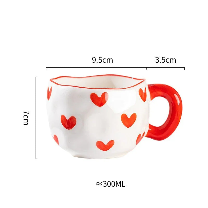 Hand-Painted Ceramic Mug, Cute Irregular Flower Coffee Mug