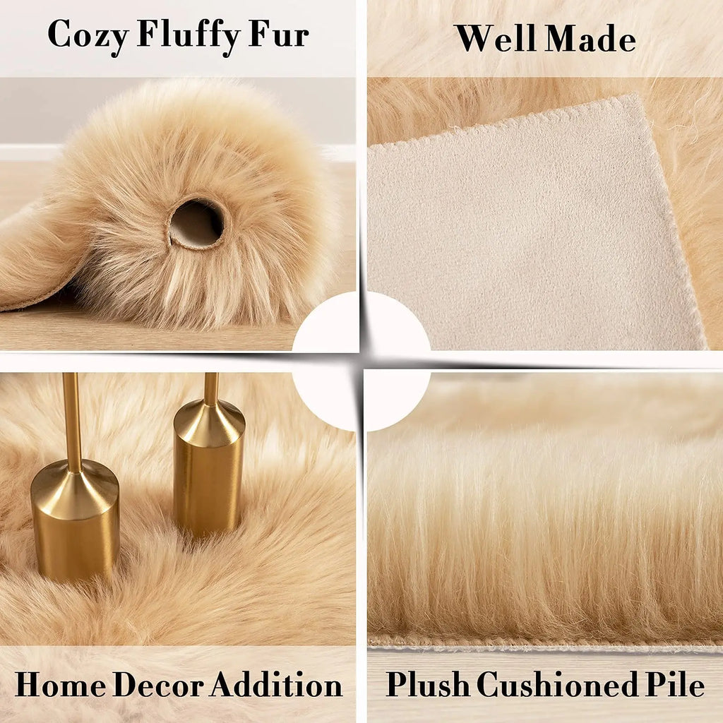 Faux Sheepskin Rug, Fluffy Plush Accent Rug