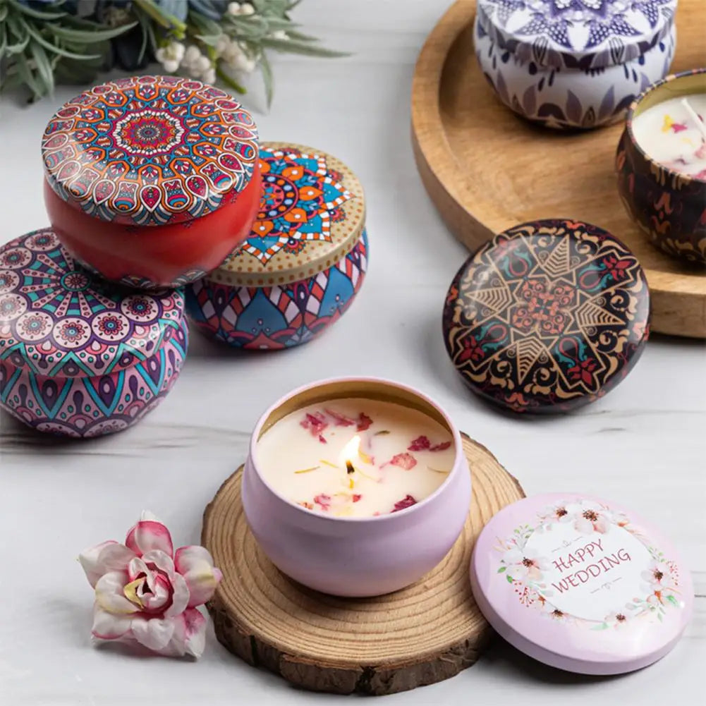 Vintage floral tin soy candle