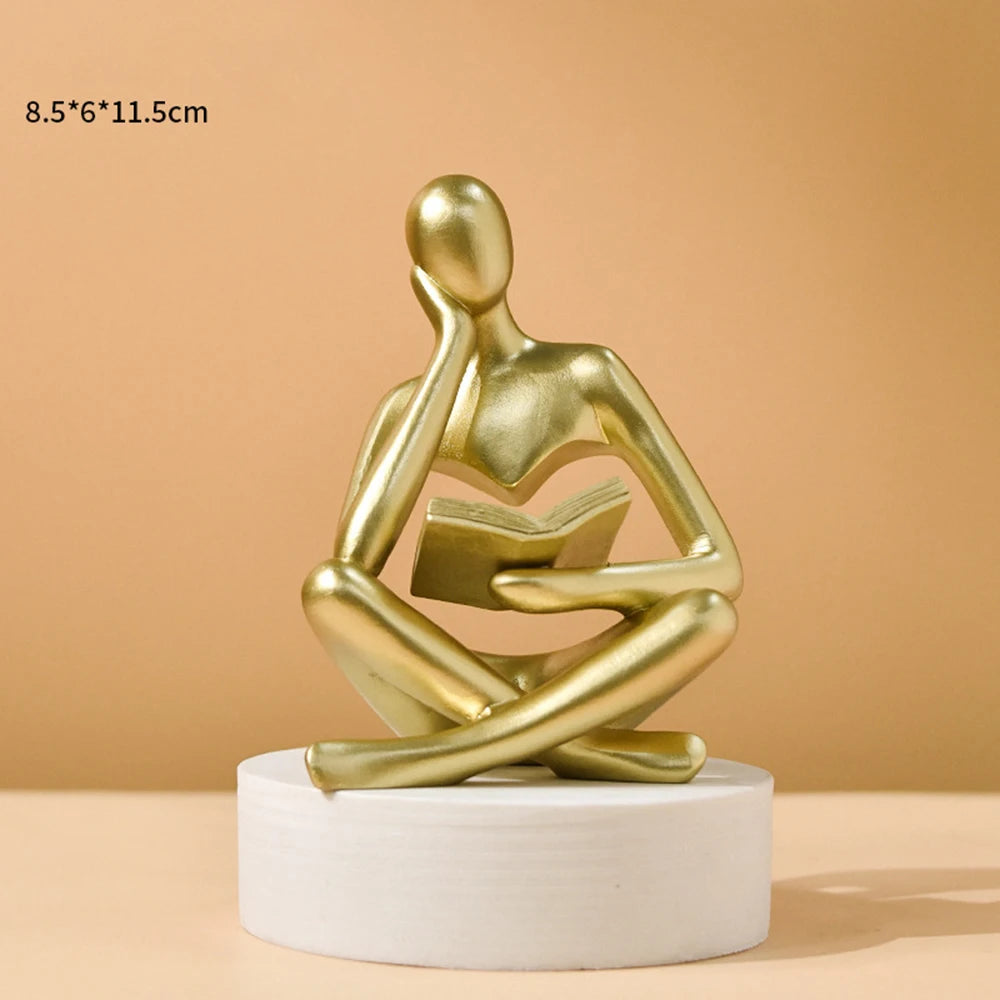 Abstract Thinker Statue, Modern Sculpture for Shelf Decor
