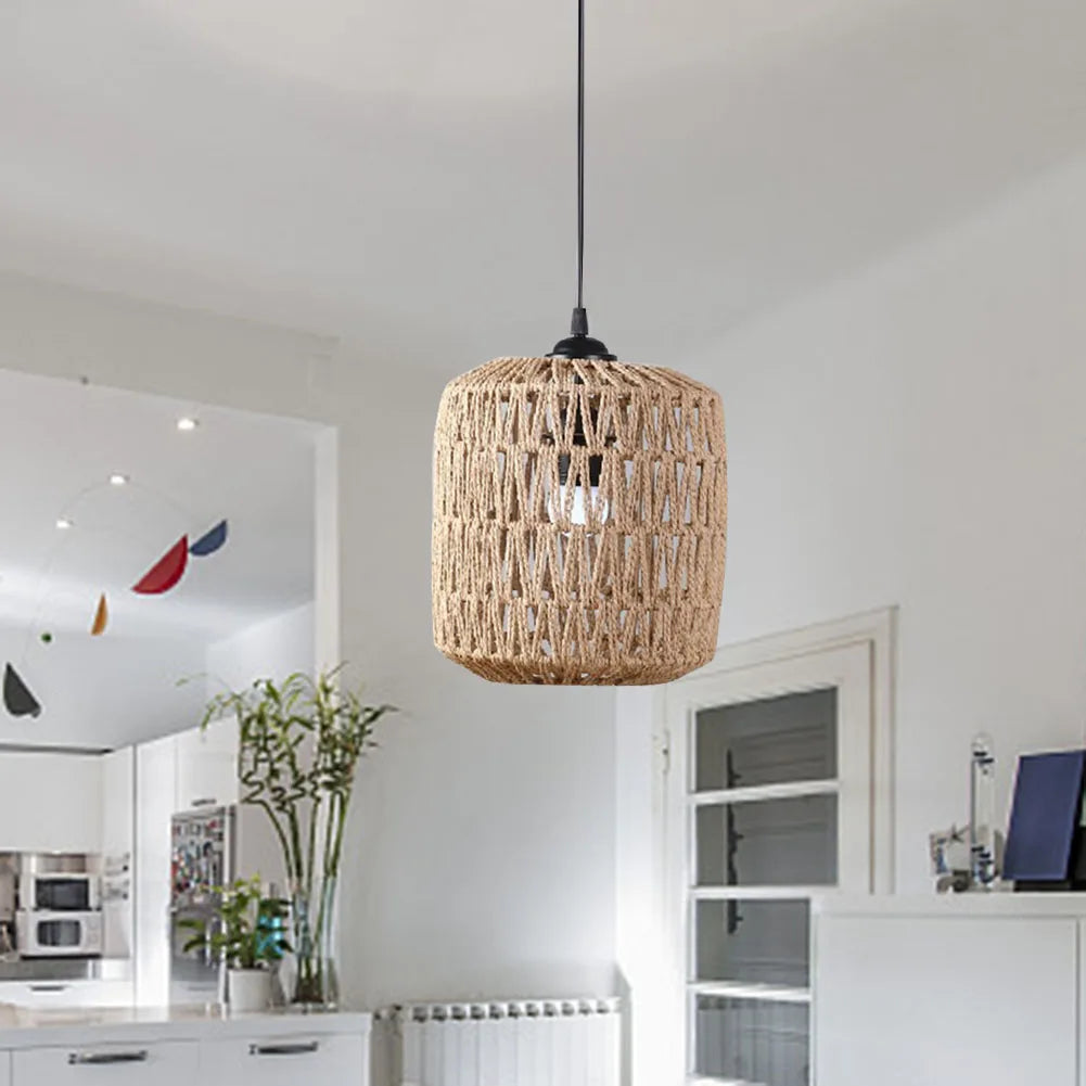 Woven Rattan-Look Pendant Lampshade product photo 3