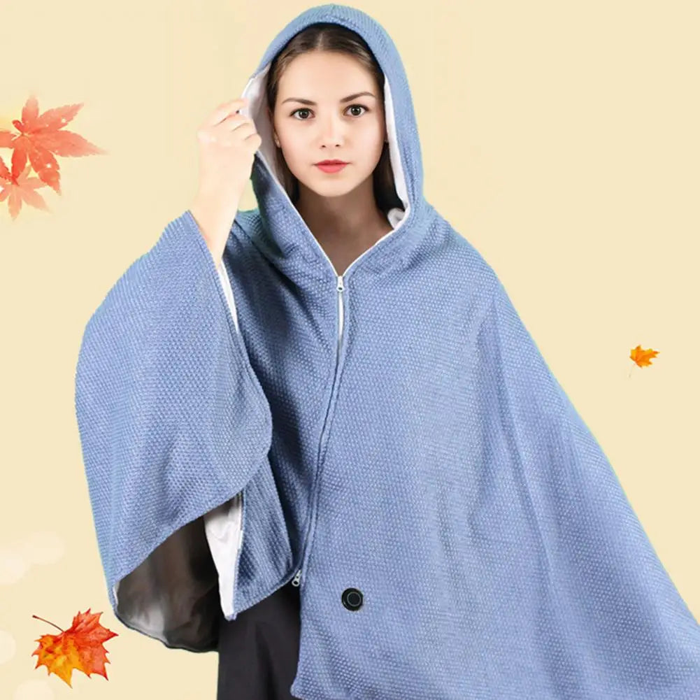 Heated Hooded Wrap, USB Warming Shawl Blanket